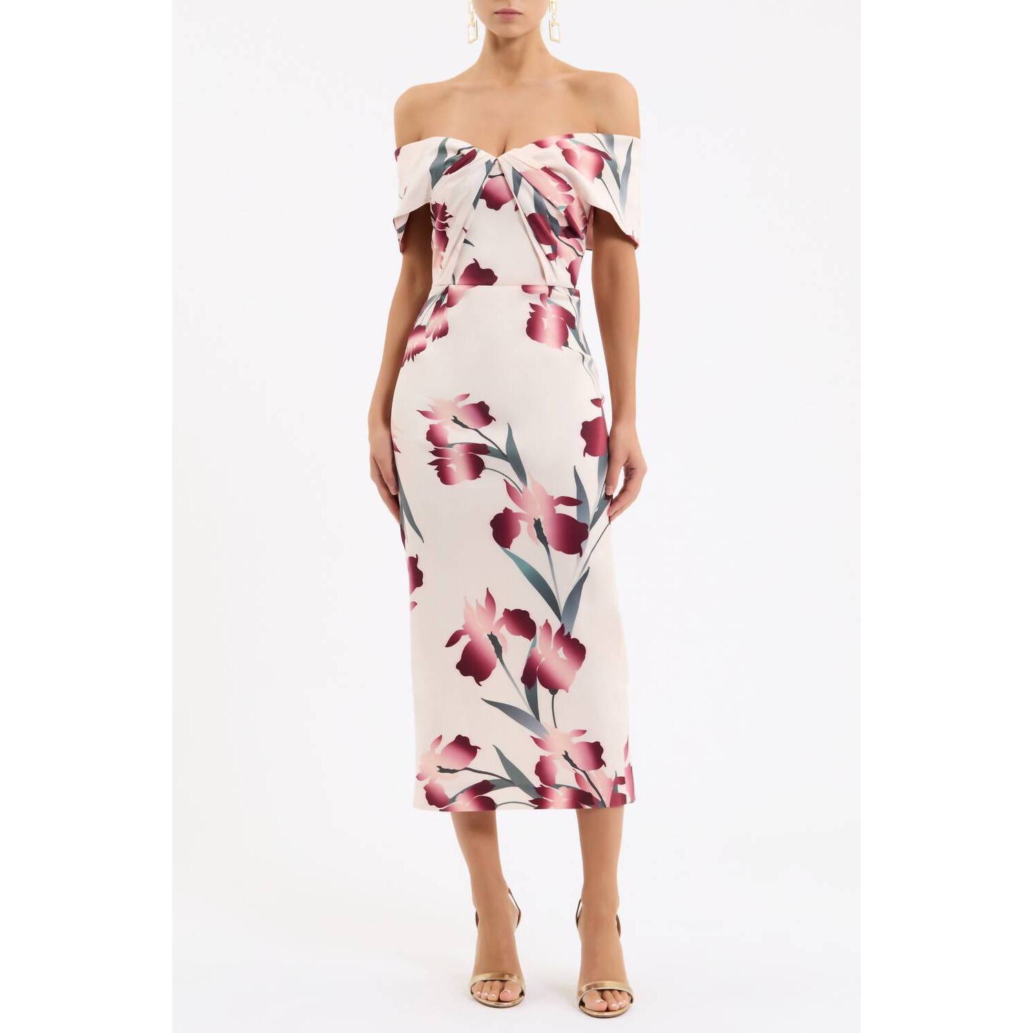 New Rebecca Vallance Linnea Midi Dress In Print